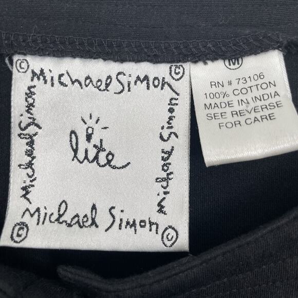 Michael Simon Lite Christmas Cardigan Sweater Size M Black Embroidered Colorful - Picture 3 of 7